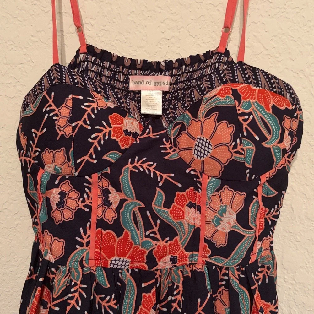 Band Of Gypsies Floral Fit & Flare Spaghetti Strap Mini Dress - Picture 3 of 6